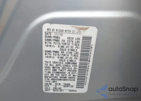 2011 Nissan Rogue S z USA, uszkodzony, nr VIN JN8AS5MV4BW274209